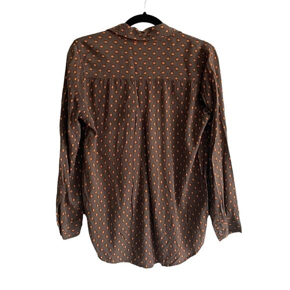 VELVET HEART Printed Button Front Long Sleeve Blouse Brown S - Picture 4 of 7